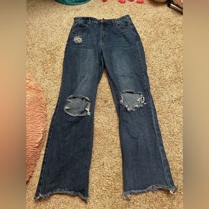 GB girls Wide Leg Ripped Denim Jeans